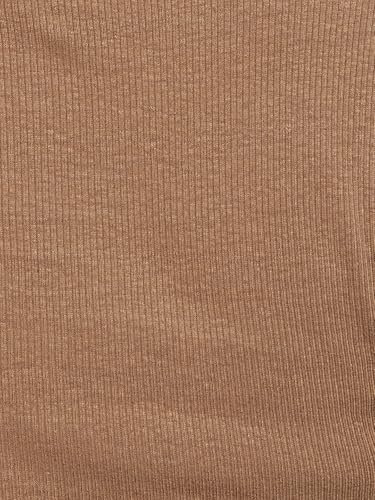 Max URB_N Women Ribbed Crop T-Shirt (Brown_XS)