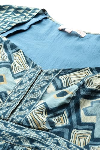 Ritu Kumar Sweetheart Neck Full Sleeves Long Dress Blue