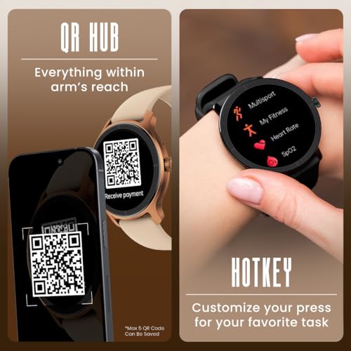 Fastrack Sleek 1.32" AMOLED 42mm Round Display Smart Watch with Hybrid Strap, QR Hub, BT Calling, SPO2, Hotkey, Functional Crown, IP68 Water Resistant Upto, 5 Days Battery Life - Onyx Black