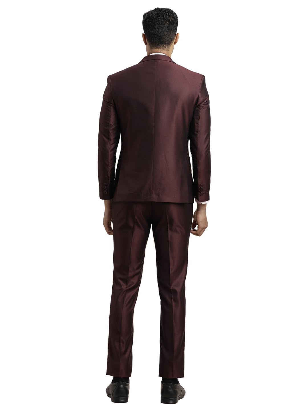 Turtle Men Poly-Viscose Dobby Print Full Sleeve Three Piece Brown Party Suit