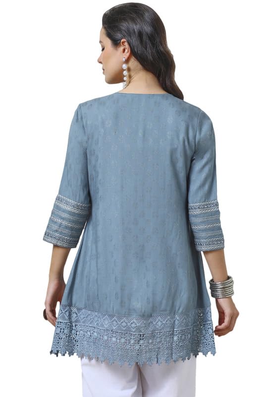 Soch Womens Grey Rayon Schiffli Tunic