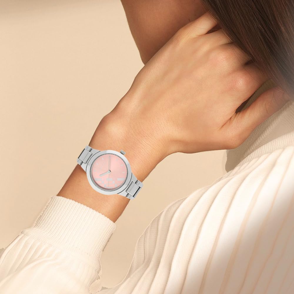 Fastrack Quartz Analog Pink Dial Stainless Steel Strap Watch for Girls-NS6150SM04