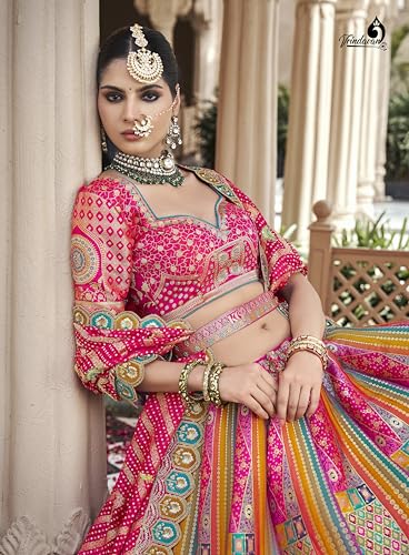 Designer Bridal Lehenga Choli, Multicolour Embroidered, Pink Sequin Work