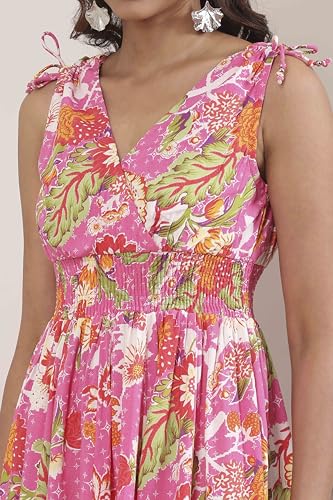 Biba Women Pink Viscose Rayon Kalidar Dress_38