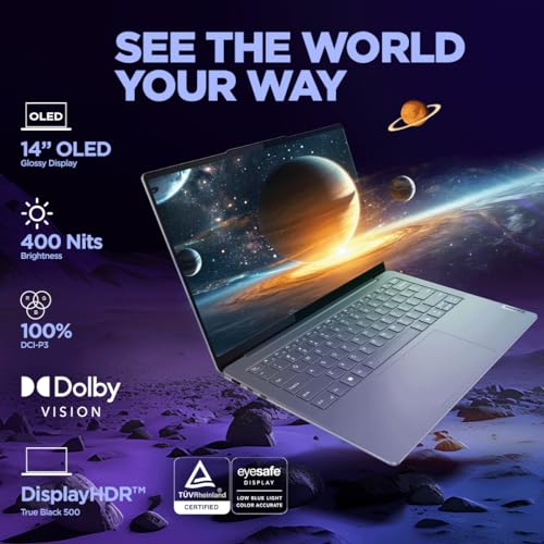 Lenovo Yoga Slim 7, Intel Core Ultra 5 125H, 16GB RAM, 512GB SSD, AI PC, WUXGA-OLED, 14"/35.5cm, Windows 11, Microsoft 365 Basic + Office 2024, Grey, 1.39Kg, 83CV00DFIN, AI Powered Laptop