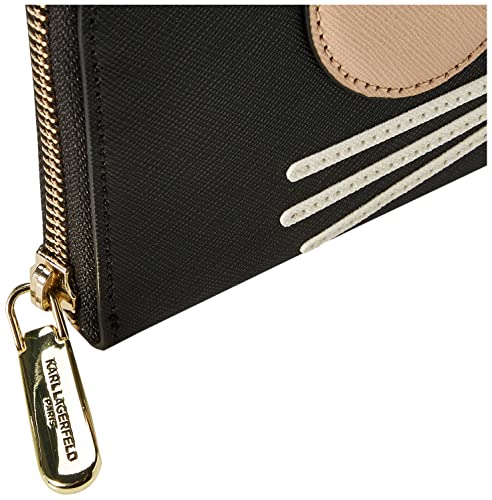 KARL LAGERFELD Womens Maybelle Zip WalletWallet, Black/Gold, One Size