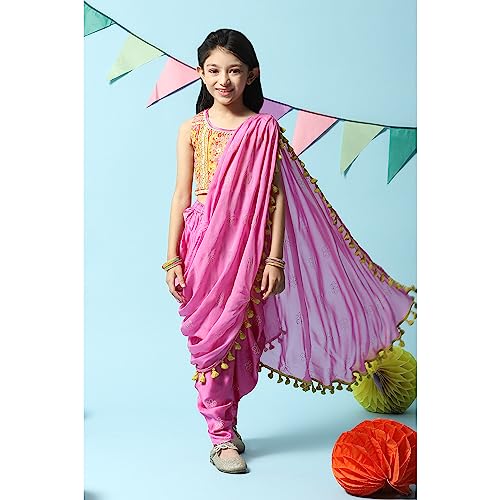 BIBA Girl's Cotton Printed Relaxed Salwar Suit Set (Kw5147_Violet_7)