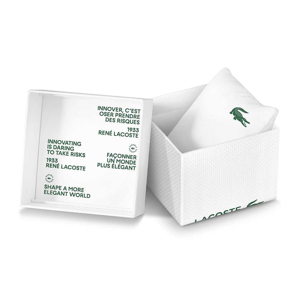 Lacoste Boston Qtz Fashion Chrono Black Round Dial Men's Watch|Stainless Steel Material|Silver Color Band - 2011347