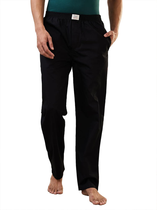 Raymond SleepZ Men Regular Fit Solid Pattern Pure Cotton Pyjama Black