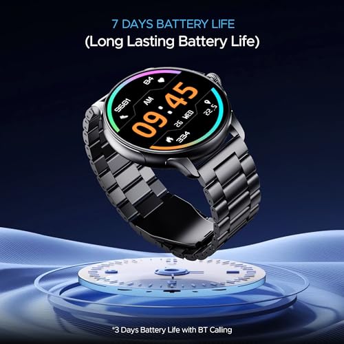boAt Lunar Oasis w/TBT Navigation, QR Tray, Watch Face Studio, Bluetooth Calling, Emergency SOS 1.43" (3.6 cm) AMOLED Display Fitness Smart Watch for Men & Women(Steel Black)