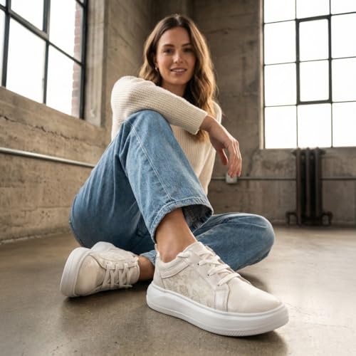 KazarMax Premium AERO Kicks Women Beige Party Sneakers -7 UK