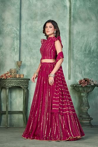 Warthy Ent Embroidery Work Georgette Fabric Lehenga Choli With Georgette Dupatta