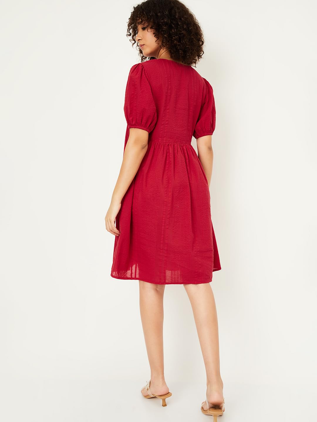 Max Women's Cotton Classic Midi Dress (SA52003B_RED