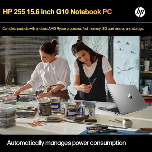 HP 255 G10 Laptop for Home or Work, 16GB RAM DDR5, 512GB SSD, 15.6" Full HD, Ryzen 3 7335U (Beats Intel i5-1135G7), HDMI, USB-C, Windows 11