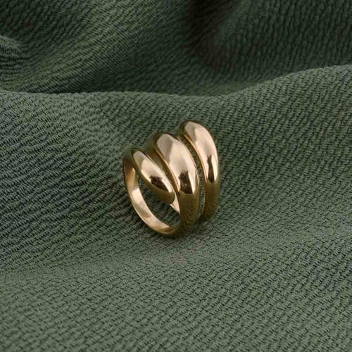 PALMONAS Spiral Three Layer Gold Ring Gifts For Girlfriend (Size-7) | Gift For Women & Girls