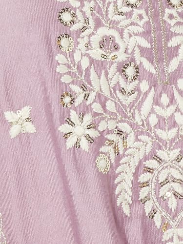 Max Women Embroidered Straight Kurta Set(Purple_M)