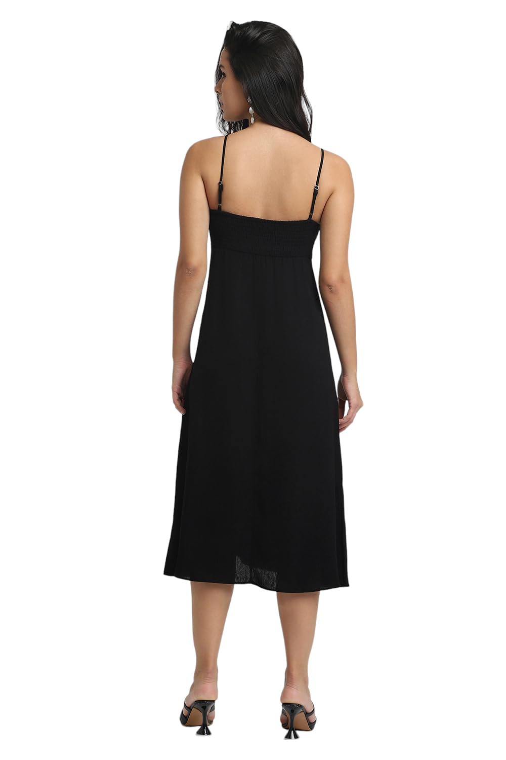 FOREVER 21 Women's Polyester Modern Knee-Length Dress (FWA24CDRF010702_Black