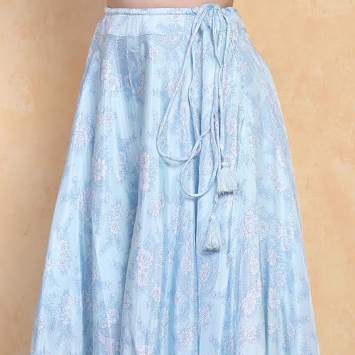 Biba Girl's Viscose Kurta Set (KWBOHEMIA6372SS25AQU_Aqua