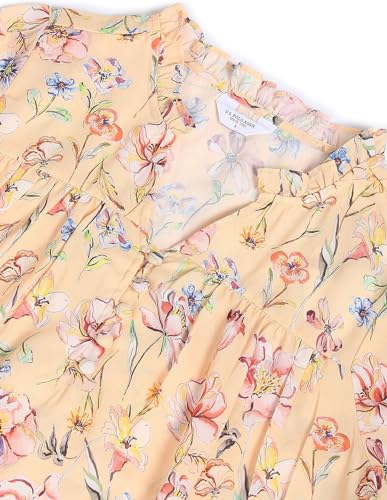 U.S. POLO ASSN. Women's Floral Print Polyester Top (UWAW22TOP019_Yellow_M)