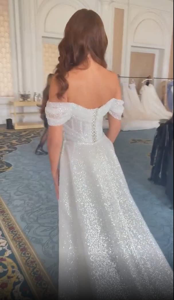 Sparkly Mermaid Prom Dresses for Women Sequin Off The Shoulder Detachable Train Evening Dresses Long Ball Gown, Emerald Green, 14