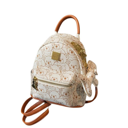 FIERRE SHANN® Cute Bear Print Backpack | Fashionable & Versatile Shoulder Bag for College Students