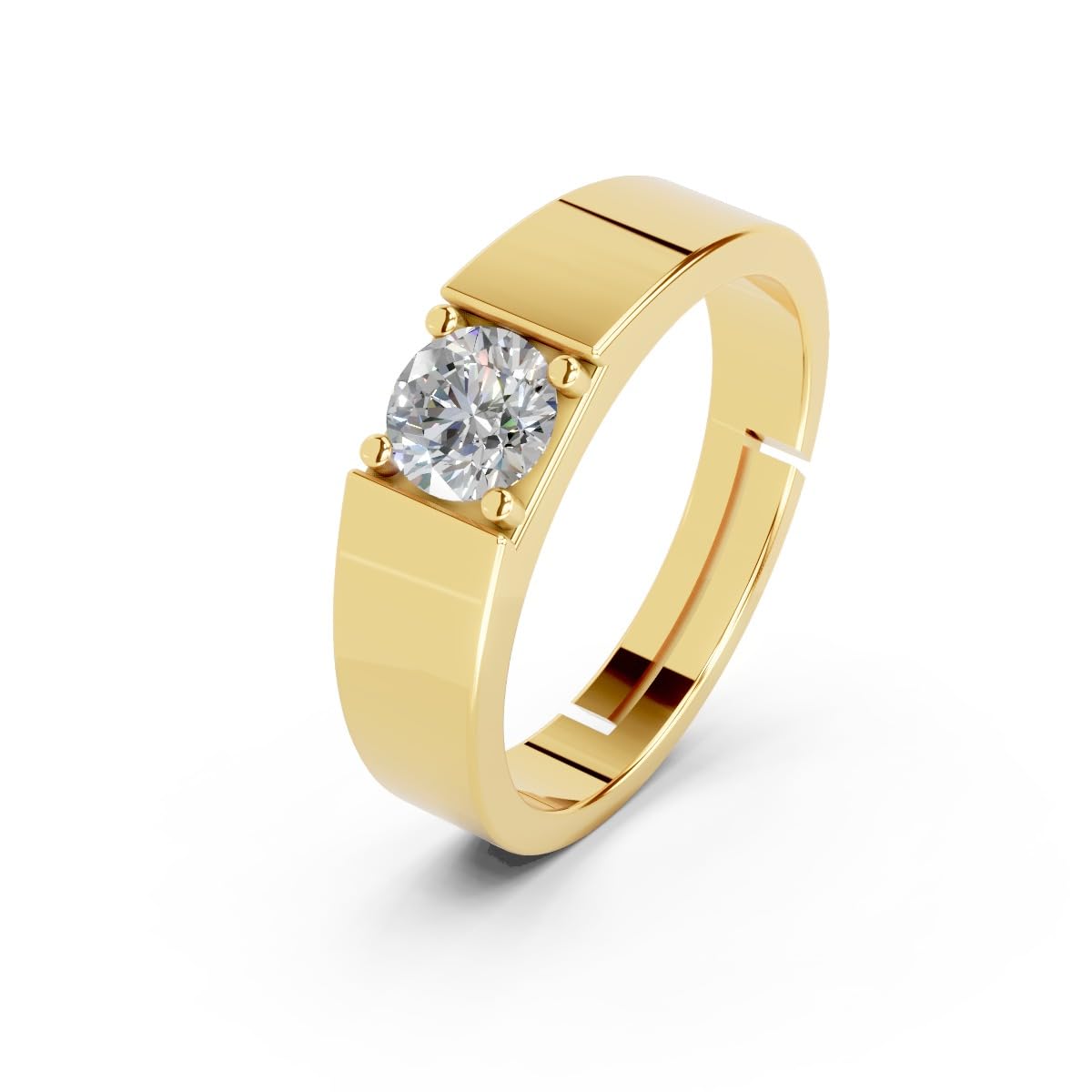 Miss Highness Pure 925 Sterling Silver Ring Rhodium Plated Minimal Jewelry Hallmark with Size Adjustable Birthday Wedding Anniversary Gift for Men and Boys (Gold Plated)