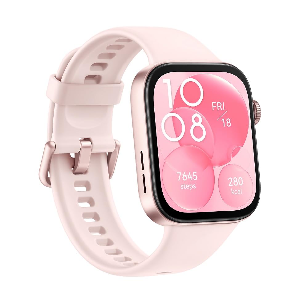 Huawei Watch FIT 3, 1.82" AMOLED Display, Ultra-Slim Design, All-Round Fitness Management, Comprehensive Health Management, Durable Battery Life, Compatible with iOS & Android, (Pink)