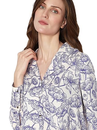VERO MODA Women Printed Polyester Regular Fit Blue Shirt