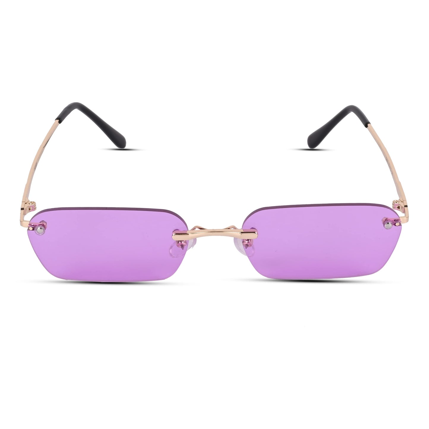 Voyage UV Protected Violet Rectangular Sunglasses for Men & Women (3405MG3787 | Golden Frame | Violet Lens)