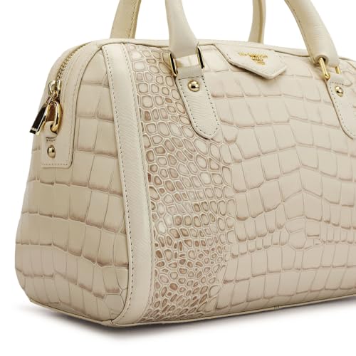 Da Milano Leather White Satchel Bag for Women (00355A-OL)