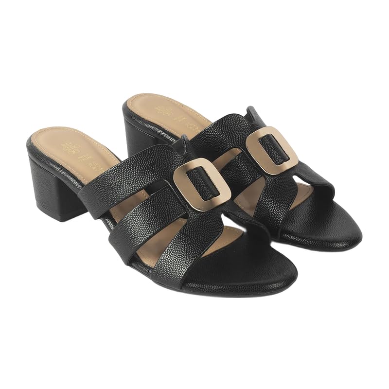 tresmode Tangle Women's Black Dress Block Heel Sandals in Size 4 UK / 37 EU