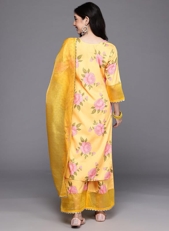 Ahalyaa Women's Polyester Kurta Set (AHKUPZDU-COMBO-1123_Yellow