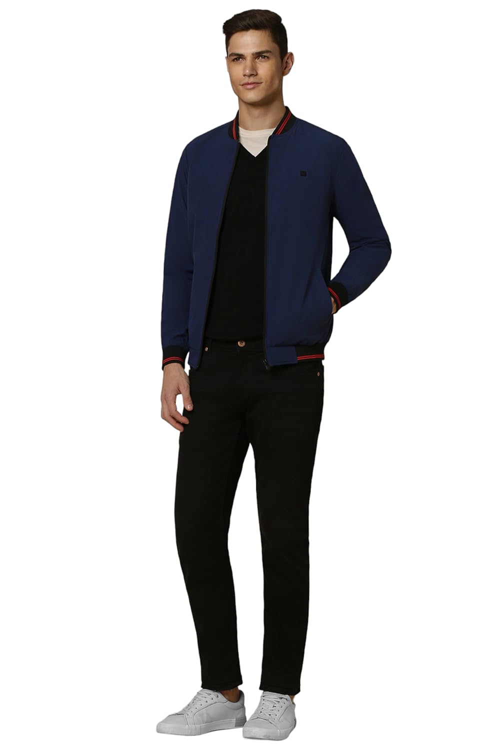Allen Solly Men Navy Solid Full Sleeves Casual Jacket
