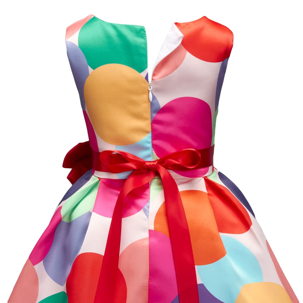 Hopscotch Girls Knee Length Party Dresses in Multi Color For Ages (6-7 Years)