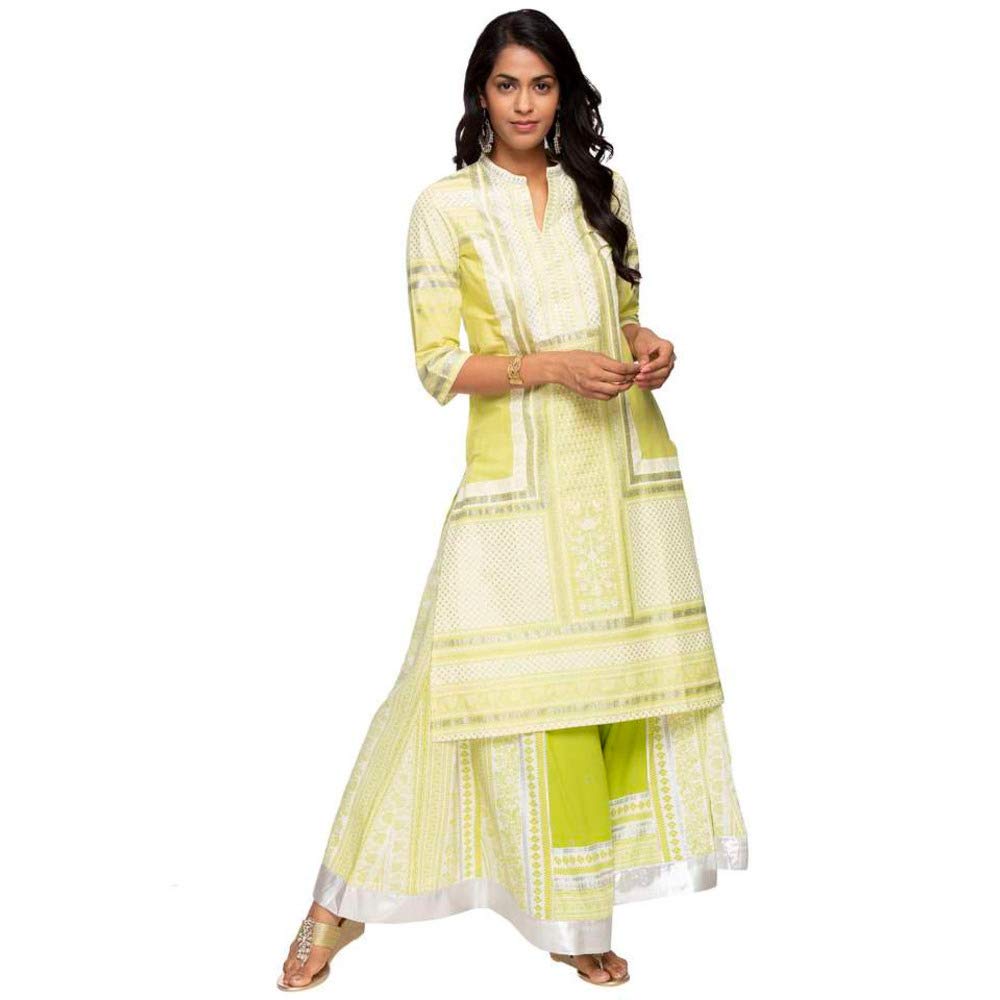 W for Woman Green Printed Skirt