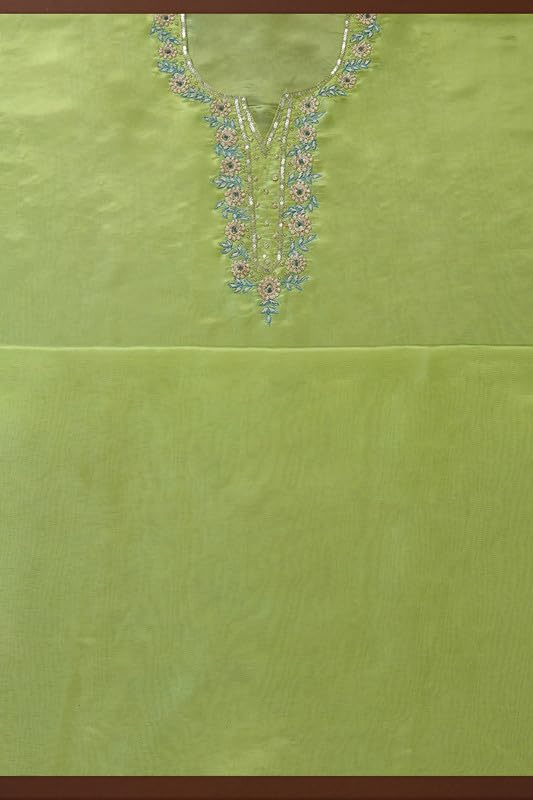 Soch Womens Light Green Tissue Unstitch Dress Material With Sequins