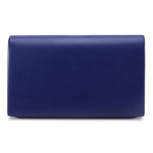 ZEVORA Women's Framed Foldover Clutch | Detachable Chain Sling Strap | Ladies Purse Wallet 08A Blue (22X14 CM)