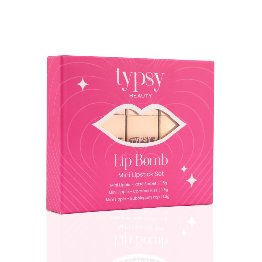 Typsy Beauty Mini Lipstick Set of 3 Luxurious Highly Pigmented Lightweight Travel Size Lippie Happy Hour | Vegan & Paraben-Free Formulated in Italy 1.5g