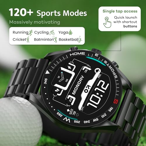 GOBOULT Mirage Smart Watch 1.39''HD Screen, Bluetooth Calling, IP67, Zinc Alloy Frame, 500 Nits Brightness, AI Voice Assistant, SpO2 Monitoring, 120+ Sports Mode (Coal Black)