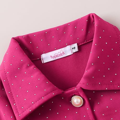 Hopscotch Girls Full Sleeves Pink 2-Pc Textured Fabric Collared Jacket & Skirt For Ages (4-5 Years)