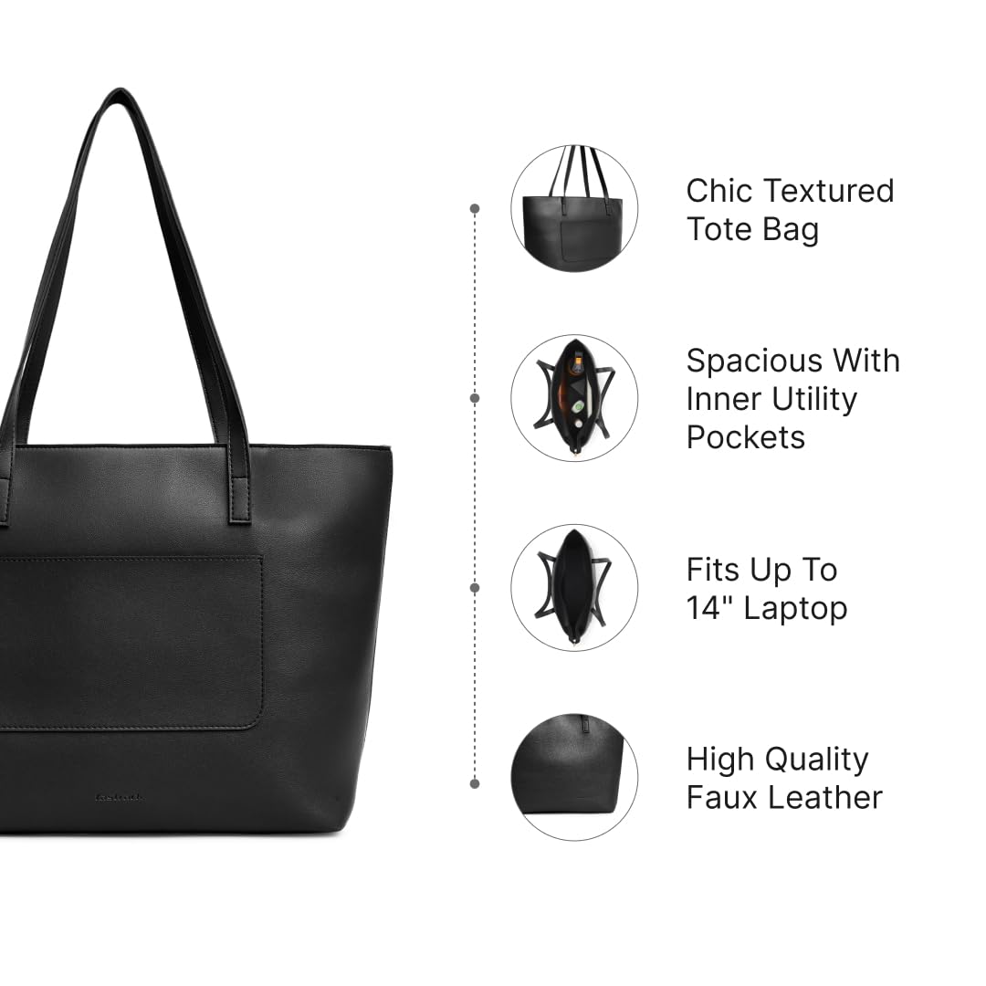 Fastrack Classic Laptop Tote Bag for Women | Stylish Everyday Bag for Ladies, Women, Girls | Casual College Bag Made of Faux Leather