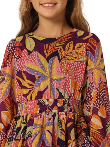 VERO MODA Girls Tropical Print Polyester Multicolor Above Knee Length Fit & Flare Dress