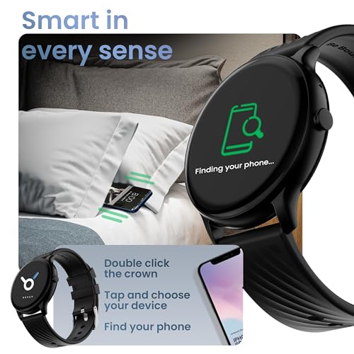 Boult Dire Smart Watch with 1.38'' 2.5D Curved HD Display, BT Calling, IP67, 500 Nits Brightness,250+ Watchfaces, 120+ Sports Mode, AI Voice Assistant, SpO2 Monitoring (Black Strap)