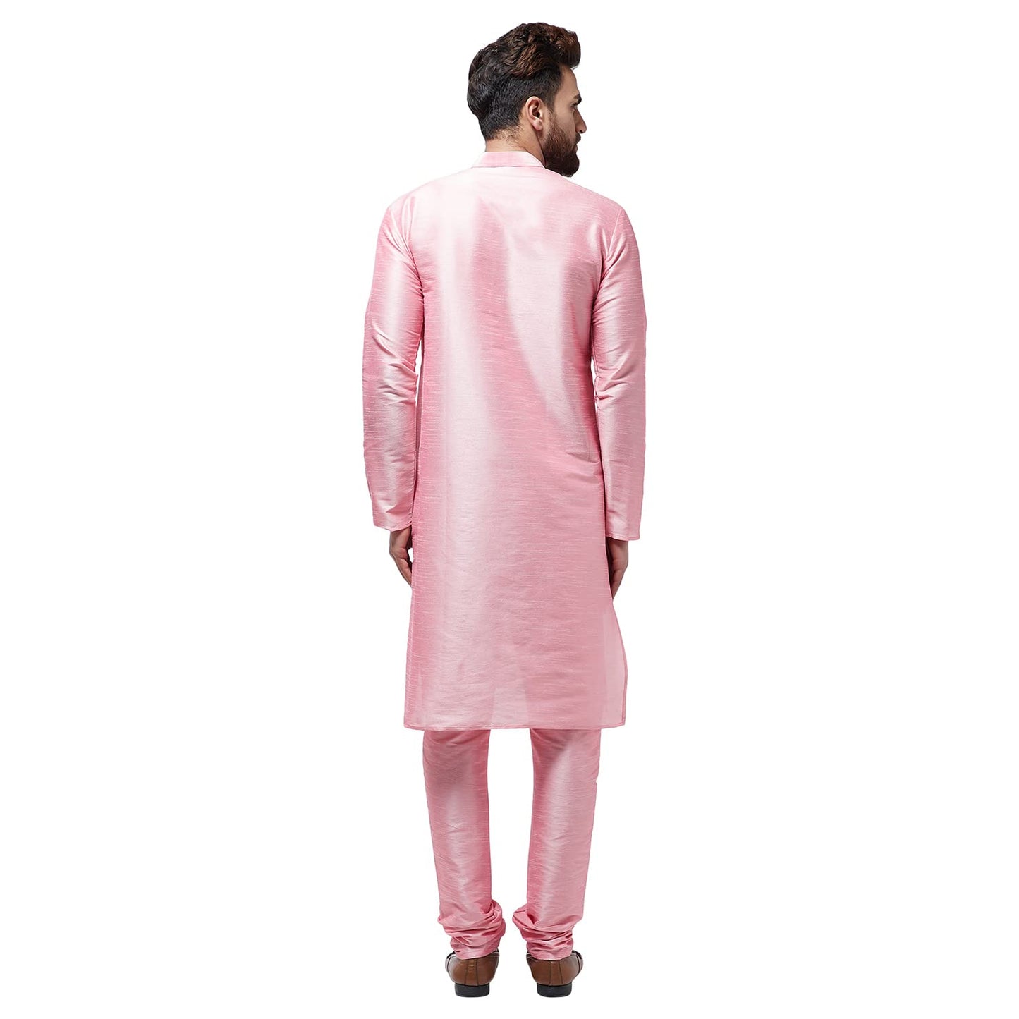 SOJANYA (Since 1958 Men's Silk Blend Pink Kurta & Churidaar Pyjama Set Size 42