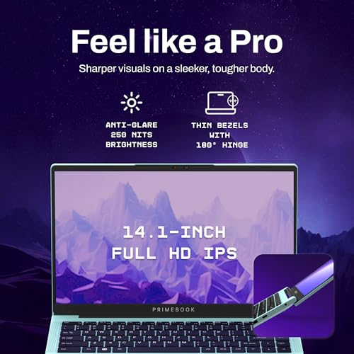 Primebook 2 Pro 2025 (New Launch) | 8GB RAM, 128GB UFS Storage | 14.1-Inch FHD IPS Display | 14 Hours Battery | MediaTek Helio G99 | Android 15 (PrimeOS 3.0) | Backlit Keyboard | in-Built AI (Aqua)