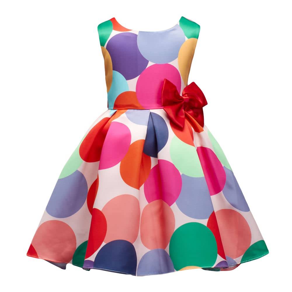 Hopscotch Girls Knee Length Party Dresses in Multi Color For Ages (5-6 Years)