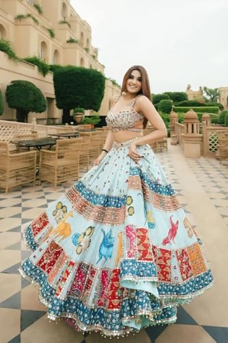 Women's Sky Blue Chaniya Choli for Navratri