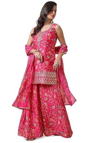 Soch Women's Brasso Salwar Suit (EWA4CD21069A_Fuchsia