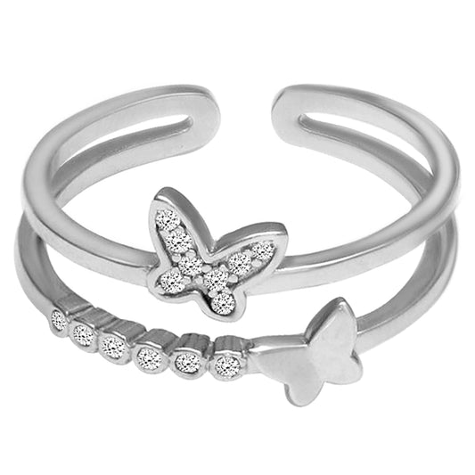 GIVA 925 Silver Layered Butterfly Ring, Adjustable | Gifts for Girlfriend, Gifts for Women and Girls | With Certificate of Authenticity and 925 Stamp | 6 Month Warranty*