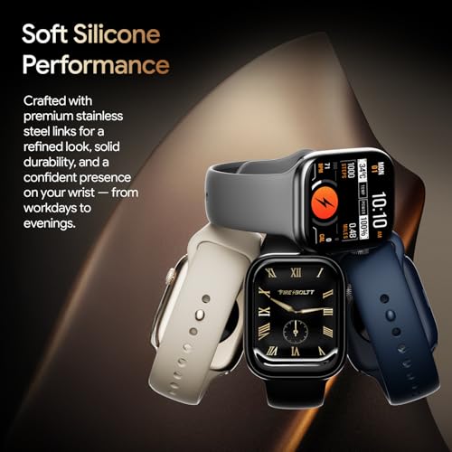 Fire-Boltt Ninja X Ring Smart Watch 1.96" Always On Display Bluetooth Calling, Voice Assistant, SpO2 & Heart Rate, 120+ Sports Modes, IP67 Waterproof Smartwatch for Men & Women - Champagne